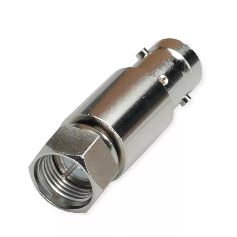Telegärtner BNC-Buchse auf F-Stecker Koaxialadapter, 75 Ohm, vernickeltes Messing