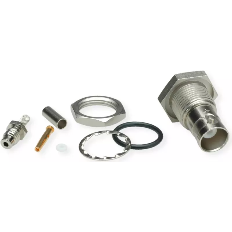 Telegärtner BNC-Einbaubuchse Crimp/Crimp 50 Ohm für RG-316/U, Nickel/Gold
