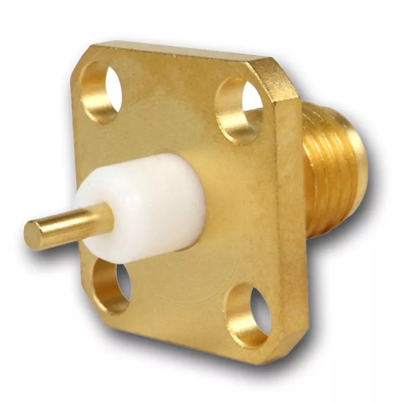 Telegärtner SMA-Einbaukupplung, Flansch, Gold, 50 Ohm, 5er-Pack J01151A0621