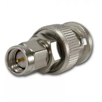 Telegärtner BNC-Stecker auf SMA-Stecker Koaxialadapter, 50 Ohm, DC-4 GHz, vernickeltes Messing J01008A0018