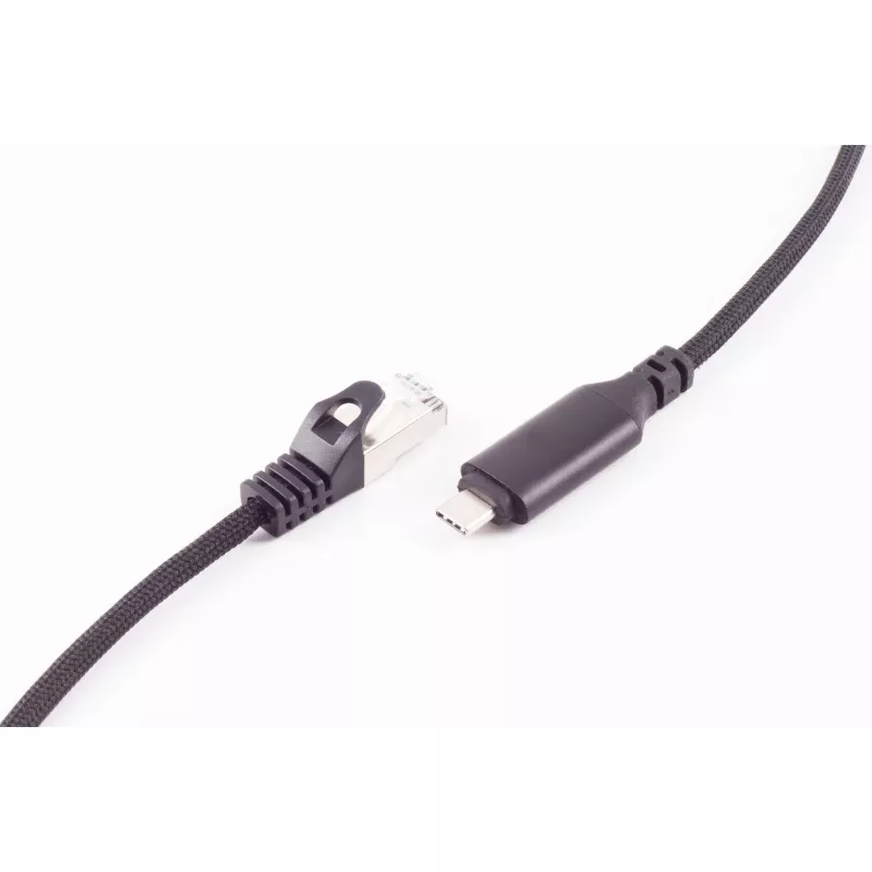 SHIVERPEAKS USB-C auf RJ45 Gigabit Ethernet Adapterkabel, Aluminium, Schwarz, 1m (BS14-51025)