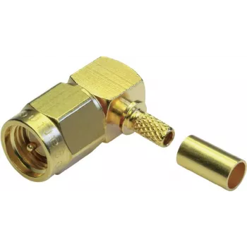 TELEGÄRTNER SMA-Winkel-Crimpstecker für RG-58 C/U, Gold, 5er-Pack J01150A0091