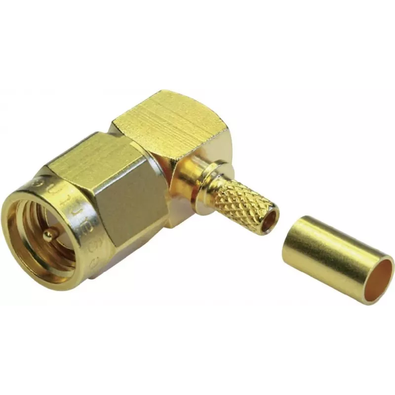 TELEGÄRTNER SMA-Winkel-Crimpstecker für RG-58 C/U, Gold, 5er-Pack J01150A0091