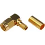 TELEGÄRTNER SMA Reverse Plug Verbinder, gewinkelt, 50 Ohm, Crimp/Löten, vergoldet, J01150R0031