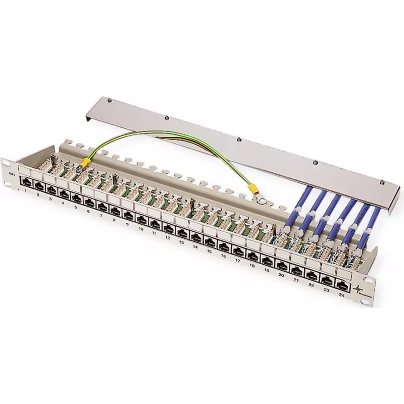 TELEGÄRTNER MPP16-HS 16-Port Modulares Patch Panel, 1U, Lichtgrau RAL 7035 J02022A0050