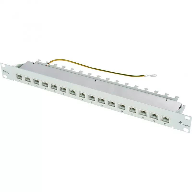 TELEGÄRTNER MPP16-HS 16-Port Modulares Patch Panel, 1U, Lichtgrau RAL 7035 J02022A0050