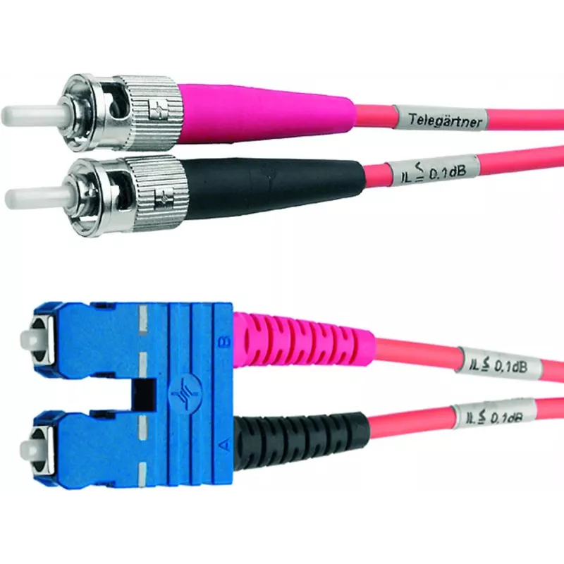 Telegärtner ST auf SC Duplex Multimode OM4 Glasfaser-Patchkabel, 50/125µm, 3m, Aqua L00892A0072