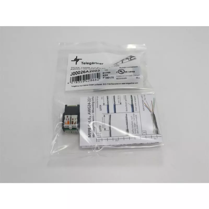 TELEGÄRTNER DataVoice Office Cat.6A geschirmter RJ45 Feldkonfektionierbarer Stecker, 5-9 mm J00026A2003