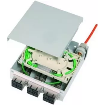 Telegärtner STX DIN-Schienen-Lichtwellenleiterverteiler, 6x ST Duplex Multimode, 12x G50/125 OM2 Pigtails, Spleißkassette (H82050F0001)