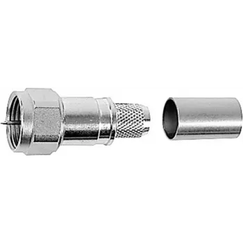 Telegärtner F-Stecker, gerade, 75 Ohm, Crimp/Schraub, vernickeltes Messing, für RG59/RG6 J01600A0009