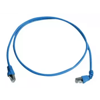Telegärtner S/FTP Cat 6A Patchkabel, PiMF, 1,0 m, Blau, Ein gewinkelter RJ45, LSZH, 10 Gbps L00000A0198