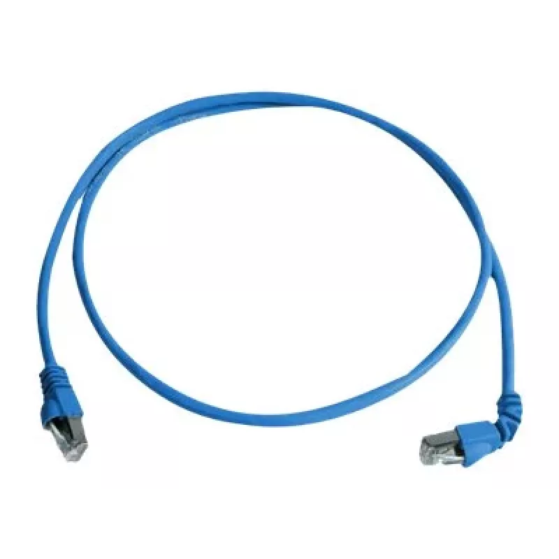 Telegärtner S/FTP Cat 6A Patchkabel, PiMF, 1,0 m, Blau, Ein gewinkelter RJ45, LSZH, 10 Gbps L00000A0198