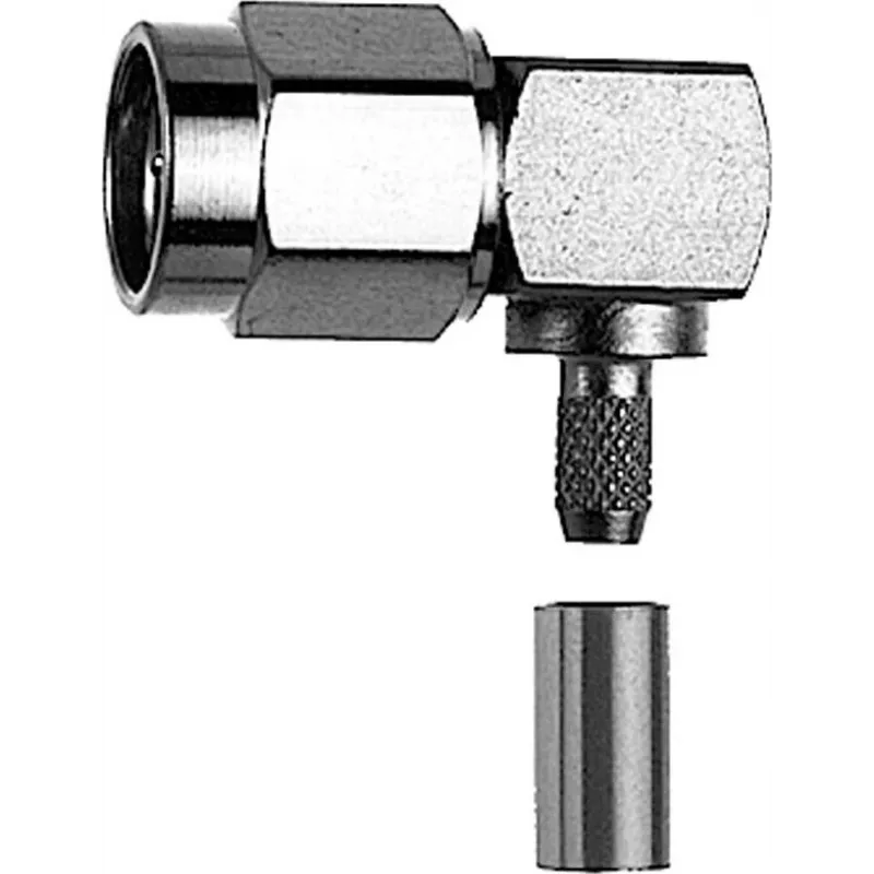 TELEGÄRTNER RP-SMA Winkel-Crimpstecker für RG-58C/U, 50 Ohm, vergoldet