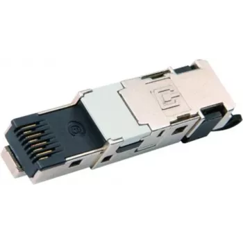 Telegärtner J80026A0047 Cat.6A geschirmter RJ45 Feldmontage-Stecker, werkzeuglos, T568B, Zinkdruckguss, Schwarz