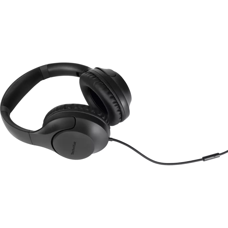 TechniSat Stereoman 3 geschlossene kabelgebundene Kopfhörer mit Mikrofon, 3m Kabel, Schwarz 0000/9105