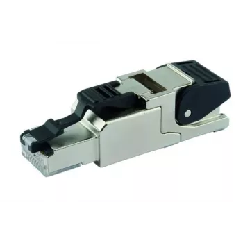 Telegärtner J00026A2113 RJ45 Cat.6A Feldmontage-Stecker, geschirmt, IP67, Edelstahl, Schwarz