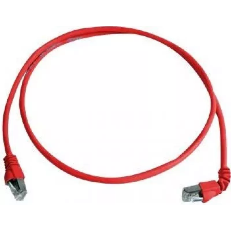 Telegärtner S/FTP Cat 6A Patchkabel, PiMF, 1m, Rot, Ein gewinkelter Stecker, LSZH L00000A0196