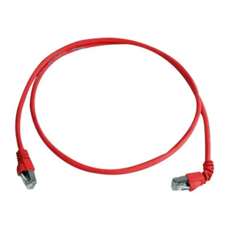 Telegärtner S/FTP Cat 6A Patchkabel, PiMF, 1m, Rot, Ein gewinkelter Stecker, LSZH L00000A0196