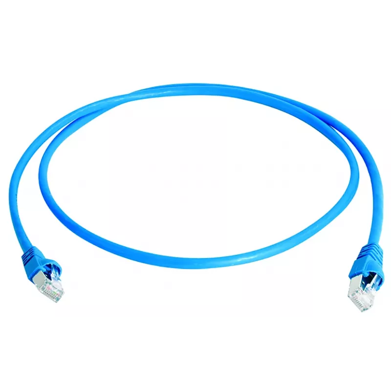 TELEGÄRTNER 100008091 RJ45 Patchkabel, CAT 6a S/FTP, Blau, Flammhemmend, mit Knickschutz, 1 m