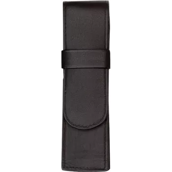 JÜSCHA Alassio Etui für 2 Schreibgeräte, Echtleder, Schwarz, Klappenverschluss (2610)