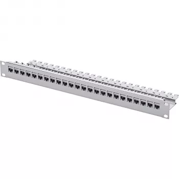 Telegärtner 24-Port Cat.6 UTP Patchpanel, 1U 19 Zoll rackmontierbar, Lichtgrau RAL 7035