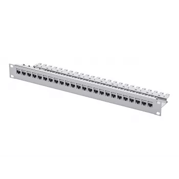 Telegärtner 24-Port Cat.6 UTP Patchpanel, 1U 19 Zoll rackmontierbar, Lichtgrau RAL 7035
