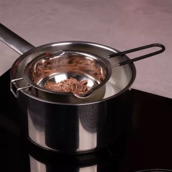 Lurch Edelstahl Bain-Marie Schmelzschüssel, Silber, 11 cm Durchmesser, 350 ml, mit Ausguss und Topfauflagehaken (70276)