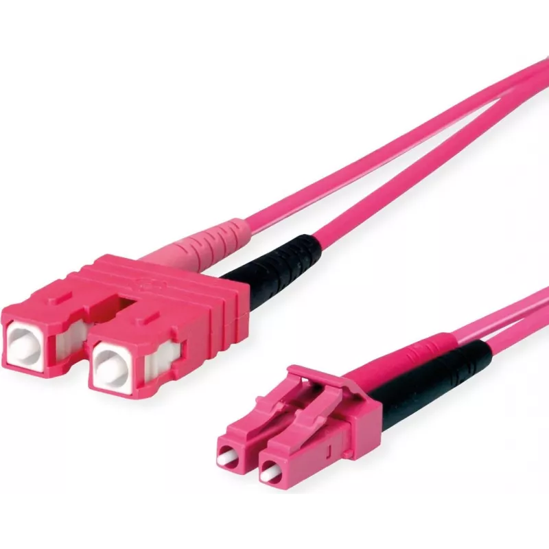 Telegärtner L00890A0111 OM4 Duplex Glasfaser-Patchkabel, SC auf LC, LSZH, Violett, 1 m