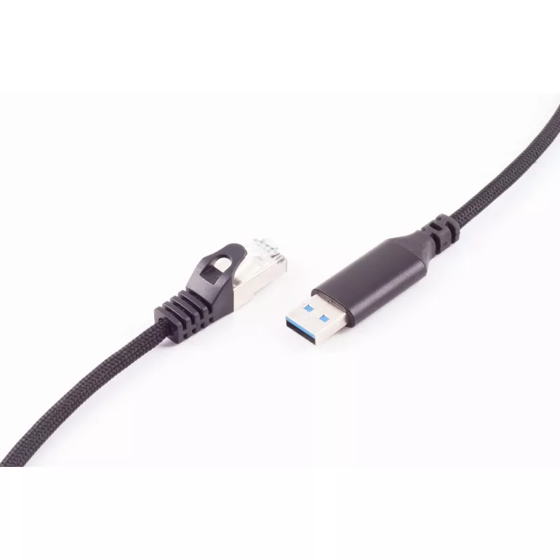 SHIVERPEAKS USB-A auf RJ45 Gigabit Ethernet Adapterkabel, 1m, Schwarz BS14-52025