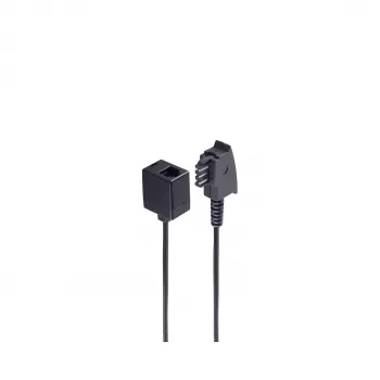 SHIVERPEAKS BASIS-S Telefonadapter TAE-F Stecker auf Western 6/4 Buchse, 0,2 m, Schwarz BS71020