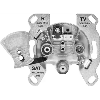TechniSat TECHNIPRO SV600 V2 3-Loch-Antennen-Wanddose mit DC-Diodenentkopplung (TV, Radio, SAT) 0004/3075