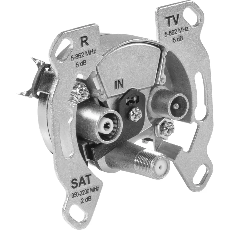 TechniSat TECHNIPRO SV600 V2 3-Loch-Antennen-Wanddose mit DC-Diodenentkopplung (TV, Radio, SAT) 0004/3075