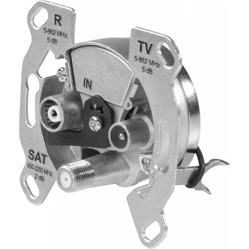 TechniSat TECHNIPRO SV600 V2 3-Loch-Antennen-Wanddose mit DC-Diodenentkopplung (TV, Radio, SAT) 0004/3075