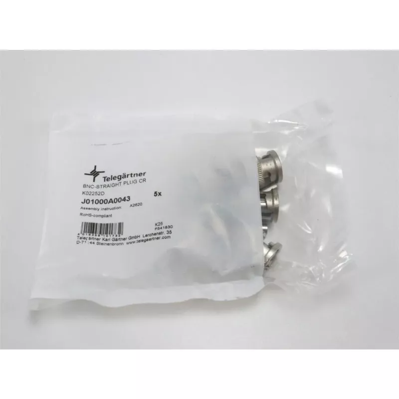 Telegärtner BNC Crimp-Kabelstecker G08, 50 Ohm, Professional, RD-316, 5 Stück (J01000A0043)