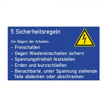 Cimco GS 5 Sicherheitsregeln Schild 200x120x1 mm, PVC, Deutsch, Wandmontage 182746
