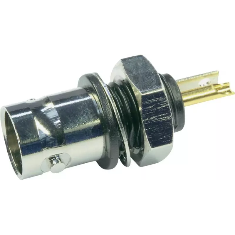 Telegärtner BNC-Einbaubuchse, isoliert 50 Ohm, schwarzer Isolierflansch, vergoldete Kontakte, 4 GHz, 1 Stk.