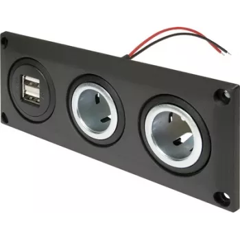 ProCar 67326500 Einbau-Steckdose 12V/24V mit USB-Ladeport, DIN/ISO 4165, 16A/8A, 5V/2.1A, Schwarz