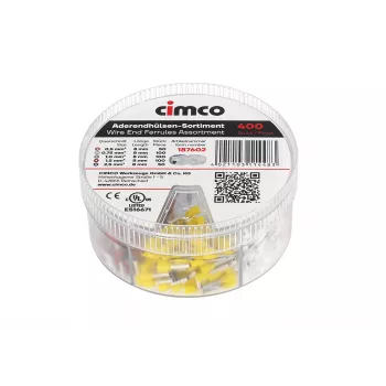 Cimco 187602 Teilisolierte Aderendhülsen-Sortiment, 500 Stück, 0,5-2,5 mm², DIN 46228-4