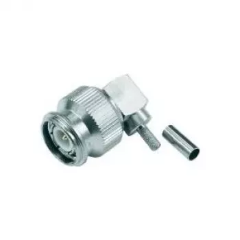 Telegärtner TNC-Winkel-Crimpstecker 50 Ohm für RG-316/U, Löt-/Crimpanschluss, vernickeltes Messing J01010B0012