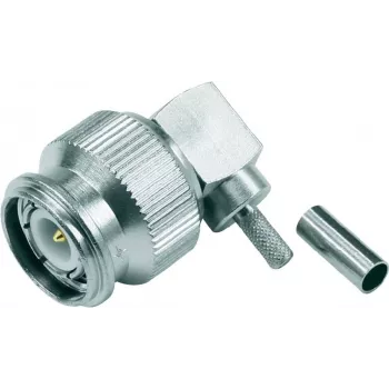 Telegärtner TNC-Winkel-Crimpstecker 50 Ohm für RG-316/U, Löt-/Crimpanschluss, vernickeltes Messing J01010B0012