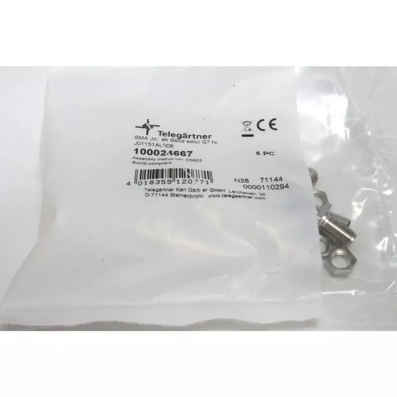 Telegärtner SMA-Buchse Einbau-Crimpstecker für RG-316/U, vernickelt, 5er-Pack (J01151A0009)