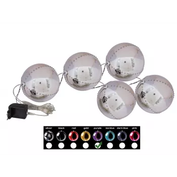 EUROPALMS LED Schneeball 8cm, Flieder, 5er-Pack 83501240