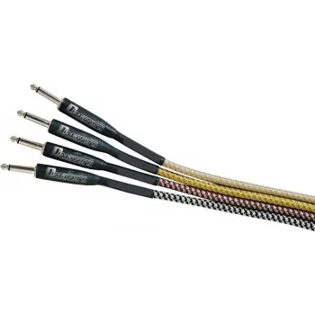 DIMAVERY Instrumentenkabel 3m Schwarz/Silber vernickelte TS-Klinkenstecker 26300051