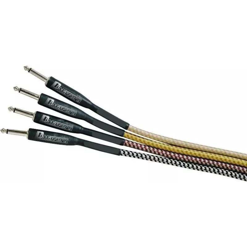 DIMAVERY Instrumentenkabel 3m Schwarz/Silber vernickelte TS-Klinkenstecker 26300051