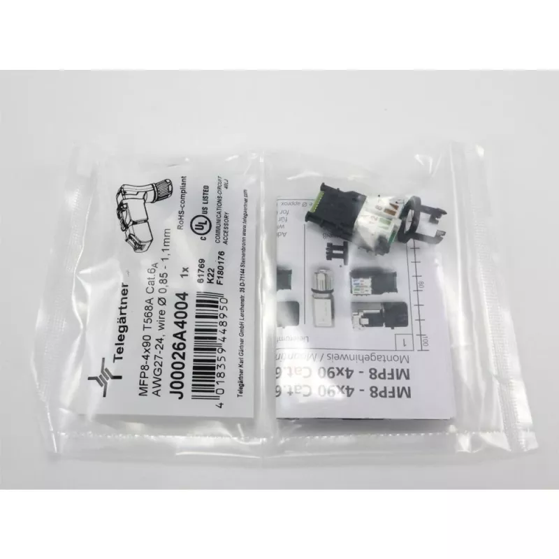 Telegärtner MFP8-4x90 Cat.6A Feldkonfektionierbarer RJ45 Stecker, T568A, Geschirmt, Multi-Winkel J00026A4004