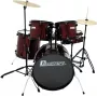 Dimavery DS-200 Schlagzeug Weinrot inkl. Bassdrum-Pedal und Becken