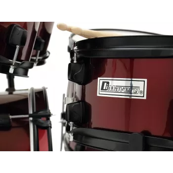 Dimavery DS-200 Schlagzeug Weinrot inkl. Bassdrum-Pedal und Becken
