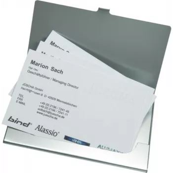 JÜSCHA Alassio Visitenkartenetui, Aluminium, Mattsilber, für ca. 10 Karten, 93 x 60 x 5 mm 0334