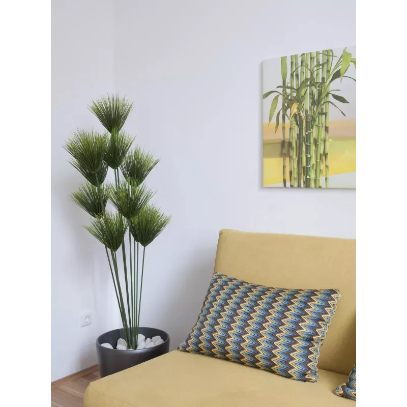 EUROPALMS Künstliche Papyrus-Pflanze, 150cm, Grün, im schwarzen Topf 82600223