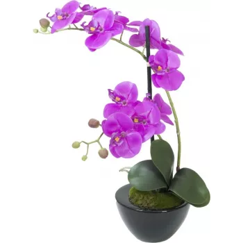 EUROPALMS Künstliche Orchideenarrangement 4, Weiße Phalaenopsis im Keramiktopf, 60 cm 82530349